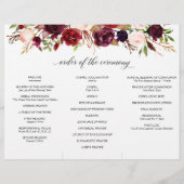 Burgundy Marsala Tri-Fold Wedding Program Foto Flyer (Hinten)