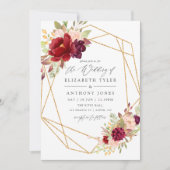 Burgundy-Marsala und Blush Boho Geometric Wedding Einladung (Vorderseite)