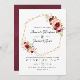 Burgundy-Marsala und Blush Boho Geometric Wedding Einladung