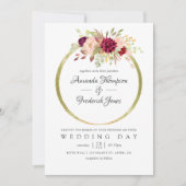 Burgundy-Marsala und Blush Boho Geometric Wedding Einladung (Vorderseite)