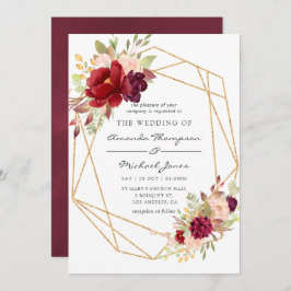 Burgundy-Marsala und Blush Boho Geometric Wedding Einladung