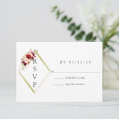 Burgundy-Marsala und Blush Boho Geometric Wedding RSVP Karte (Stehend Vorderseite)