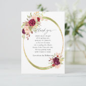 Burgundy-Marsala und Blush Geometric Baby Dusche Dankeskarte (Stehend Vorderseite)