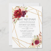 Burgundy-Marsala und Blush Geometric Bat Mitzvah Einladung (Vorderseite)