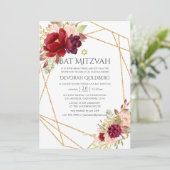 Burgundy-Marsala und Blush Geometric Bat Mitzvah Einladung (Stehend Vorderseite)