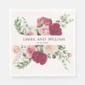 Burgundy Marsala und Blush Pink Floral Wedding Serviette (Vorderseite)