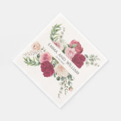 Burgundy Marsala und Blush Pink Floral Wedding Serviette (Ecke)