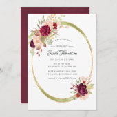 Burgundy-Marsala und geometrisches Brautparty mit  Einladung (Vorne/Hinten)