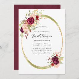 Burgundy-Marsala und geometrisches Brautparty mit Einladung