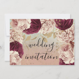 Burgundy Marsala Wedding Rose Blue Rose Blumenstra Einladung