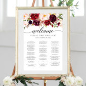 Burgundy Marsala Wedding Seating Chart Sign Poster