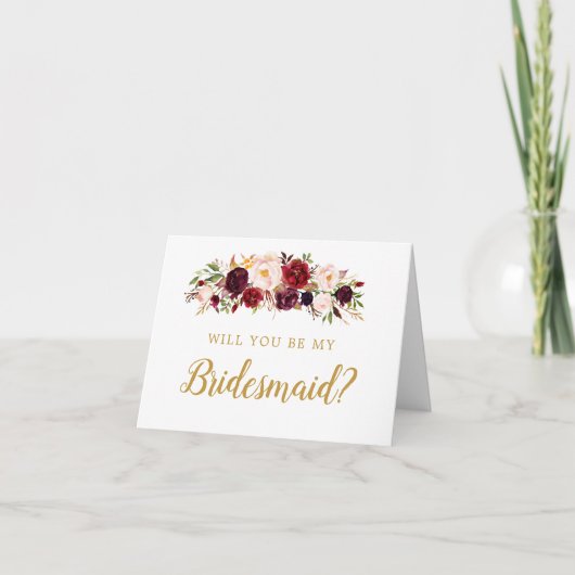 Burgundy Marsala wird meine Bridesmaid-Karte sein Einladung (Vorderseite)