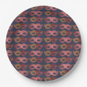 Burgundy Masquerade Masks Pattern Pappteller (Vorderseite)