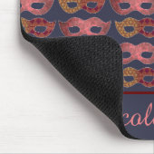 Burgundy Masquerade Masks Pattern Personalised Mousepad (Ecke)