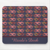 Burgundy Masquerade Masks Pattern Personalised Mousepad (Vorne)