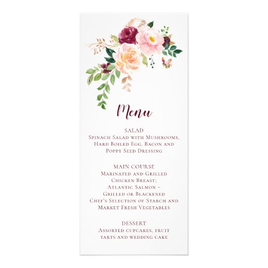 Burgundy Mauve Blush Floral Wedding Werbekarte (Vorne)