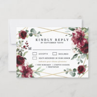 Burgundy Meal Choice Blush Goldene Grüne Hochzeit