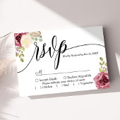 Burgundy Merlot Bloral Wedding RSVP Card