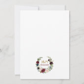 Burgundy Merlot & Navy Blue Floral Blooms Hochzeit Einladung (Rückseite)