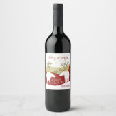 Burgundy Merry & Bright Holiday Flasche Label Weinetikett (Vorderseite)