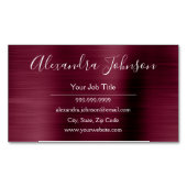 Burgundy Metallic Foil Modern und elegant Magnetische Visitenkarte (Vorderseite)