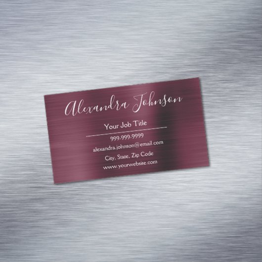 Burgundy Metallic Foil Modern und elegant Magnetische Visitenkarte (Beispiel)