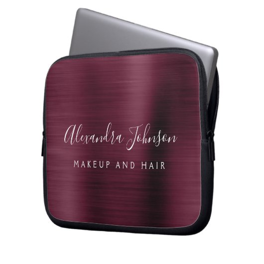 Burgundy Metallic - Monogram Business Beruflich Laptopschutzhülle (Vorderseite Links)