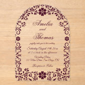 Burgundy Mexican Timeless Wedding  Acryleinladungen (Vorderseite)