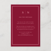 Burgundy Minimal and Chic | Wedding Guest Details Begleitkarte (Vorderseite)
