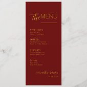 Burgundy Minimal Script Wedding Menu Menükarte (Vorderseite)