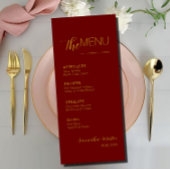 Burgundy Minimal Script Wedding Menu Menükarte
