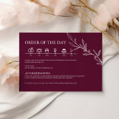 Burgundy Minimalist Boho Wedding Timeline Begleitkarte