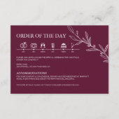 Burgundy Minimalist Boho Wedding Timeline Begleitkarte (Vorderseite)