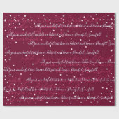 Burgundy Minimalist Custom Script Text Snowfall Geschenkpapier (Flach)