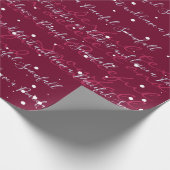 Burgundy Minimalist Custom Script Text Snowfall Geschenkpapier (Ecke)