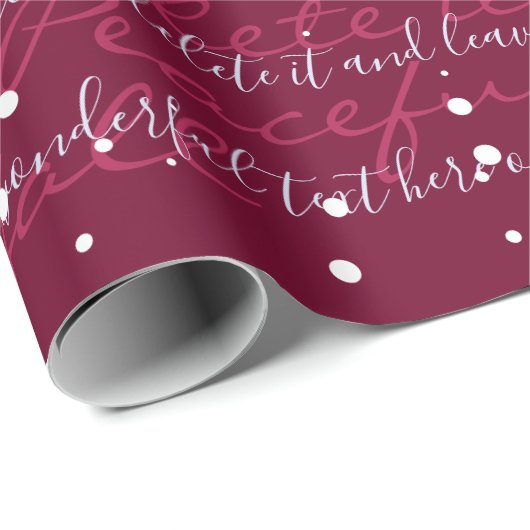 Burgundy Minimalist Custom Script Text Snowfall Geschenkpapier (Rolleneckpunkt)