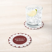 Burgundy Minimalist Paper Wedding Coasters Untersetzer (Vor Ort)