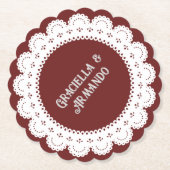 Burgundy Minimalist Paper Wedding Coasters Untersetzer (Vorderseite)