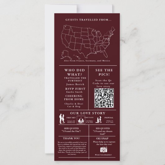 Burgundy Minimalist Wedding Infographic Program (Rückseite)