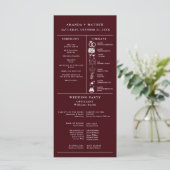 Burgundy Minimalist Wedding Infographic Program (Stehend Vorderseite)