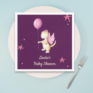 Burgundy Minimalistisch Baby Dragon Girl Babydusch Serviette