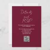 Burgundy Minimalistisch Elegant QR Code Wedding Einladung (Rückseite)