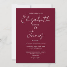 Burgundy Minimalistisch Elegant QR Code Wedding