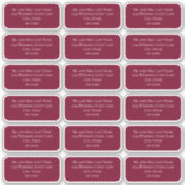 Burgundy Minimalistisch Guest Mailing List Simple Aufkleber (Vorderseite)