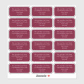 Burgundy Minimalistisch Guest Mailing List Simple Aufkleber (Blatt)