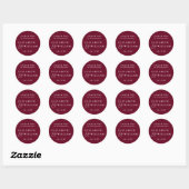 Burgundy Minimalistisch Monogram Wedding Danke Runder Aufkleber (Blatt)