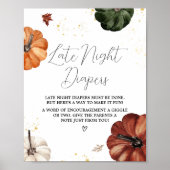Burgundy Minimalistisch Pumpkin Spate Night Diaper Poster (Vorne)