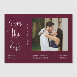 Burgundy Minimalistisch Save the Date Foto Magnet
