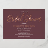 Burgundy Minimalistisch Script Brautparty Rose Folieneinladung (Vorderseite)