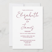 Burgundy Minimalistisch Script Foto Wedding Einladung (Vorderseite)